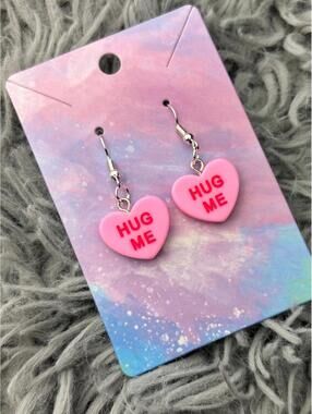 Pink Heart valentines sweethearts earrings